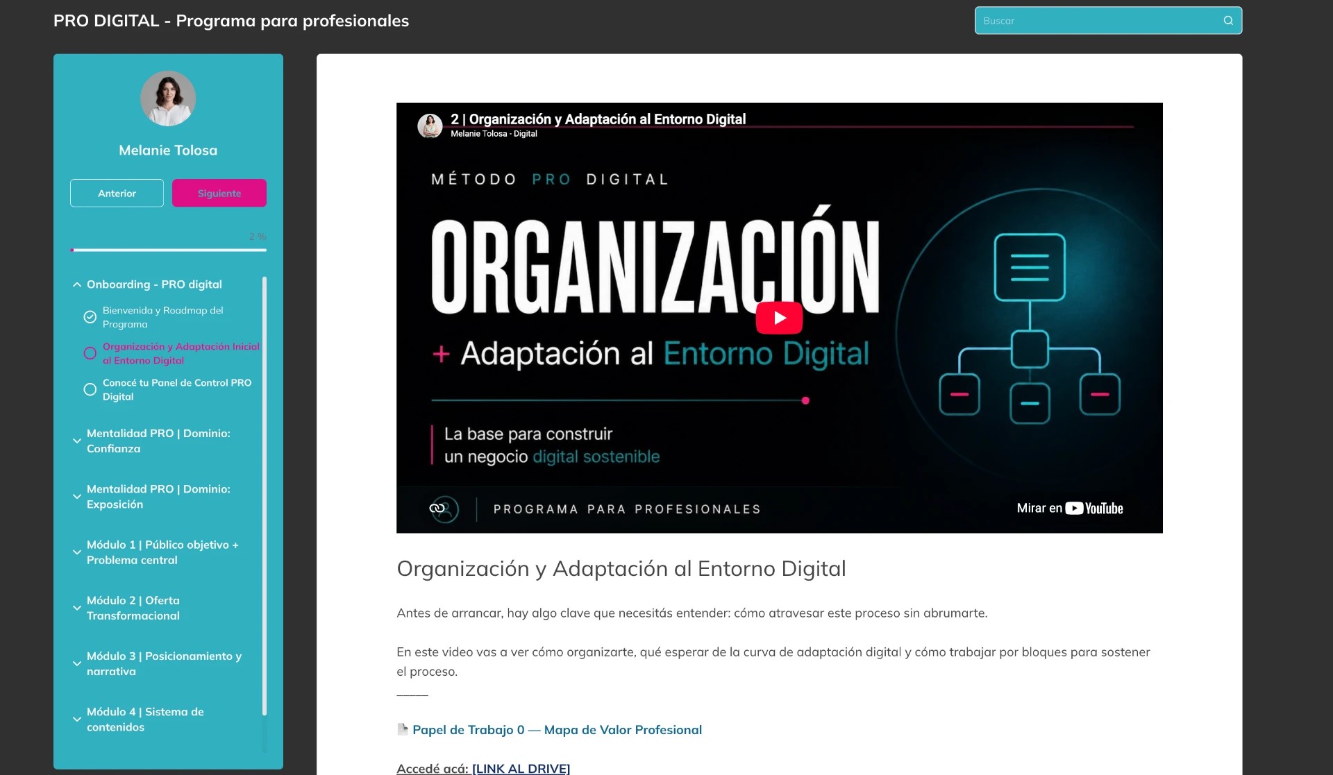 Entrenamientos y recursos del programa
